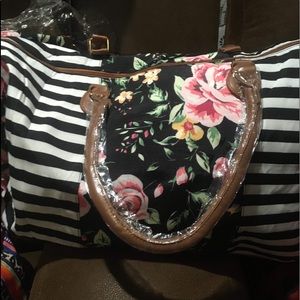 Stripes and floral weekender bag